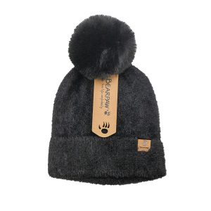 LADIES FURRY CUFF HAT W/POM ANTHRACITE
