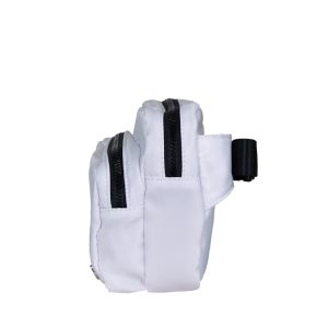 SQUARE DOUBLE ZIP WAIST BAG/SLING WHITE/BLACK