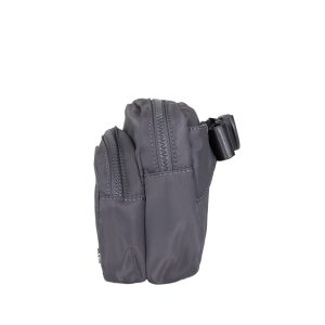 SQUARE DOUBLE ZIP WAIST BAG/SLING DARK GRAY